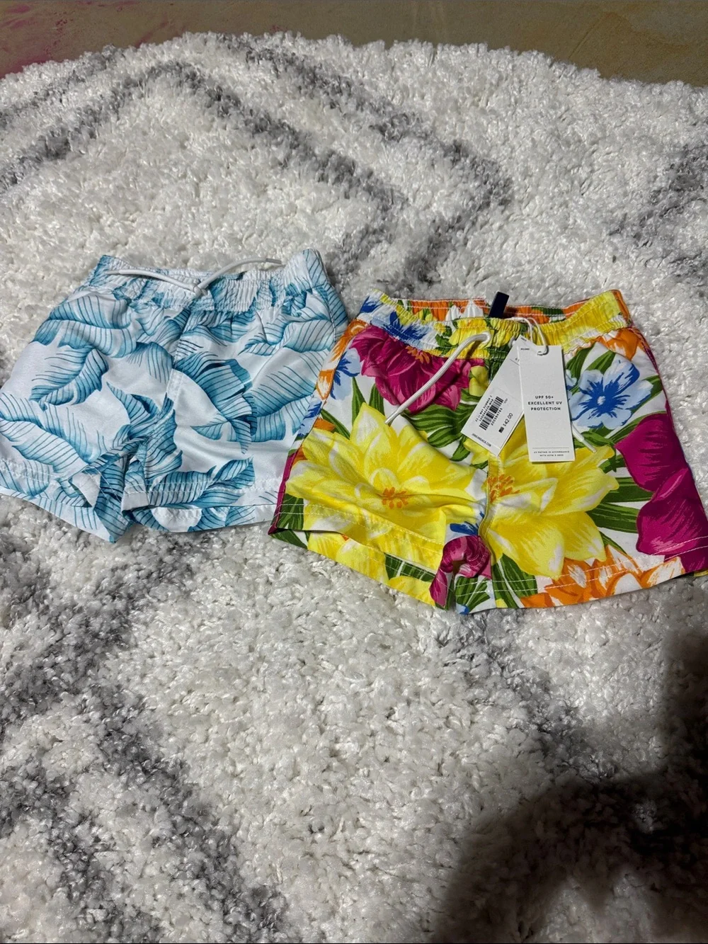 Janie and Jack Floral Print Drawstring boys swim Shorts lot of 2